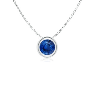 4mm AAA Bezel-Set Round Blue Sapphire Solitaire Pendant in White Gold