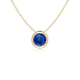 4mm AAA Bezel-Set Round Blue Sapphire Solitaire Pendant in Yellow Gold