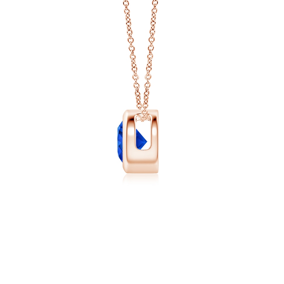 4mm AAAA Bezel-Set Round Blue Sapphire Solitaire Pendant in Rose Gold side 199