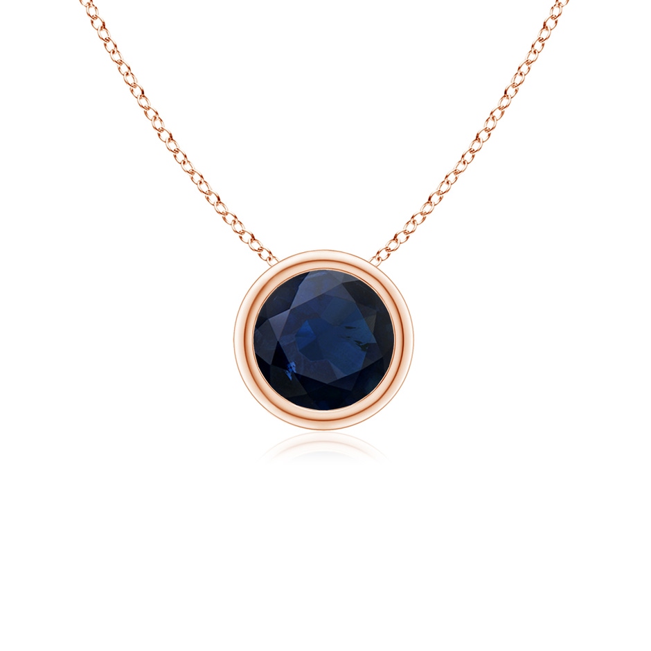 5mm A Bezel-Set Round Blue Sapphire Solitaire Pendant in Rose Gold 