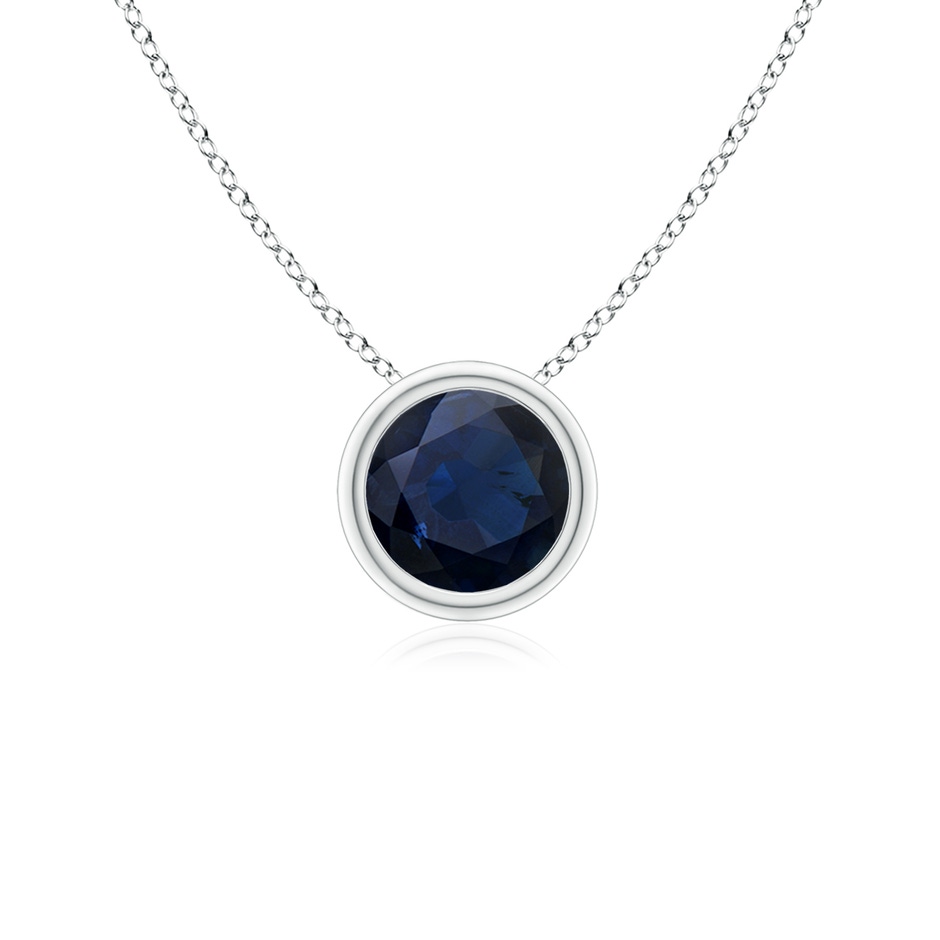 5mm A Bezel-Set Round Blue Sapphire Solitaire Pendant in White Gold 