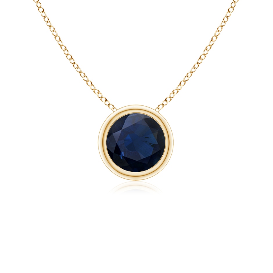5mm A Bezel-Set Round Blue Sapphire Solitaire Pendant in Yellow Gold 