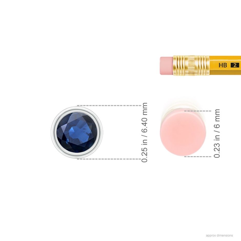 5mm AA Bezel-Set Round Blue Sapphire Solitaire Pendant in P950 Platinum ruler