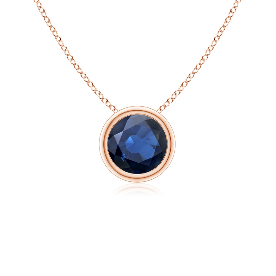 5mm AA Bezel-Set Round Blue Sapphire Solitaire Pendant in Rose Gold 