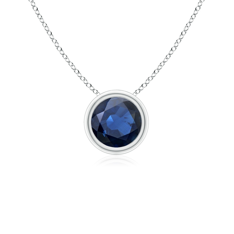 5mm AA Bezel-Set Round Blue Sapphire Solitaire Pendant in White Gold 