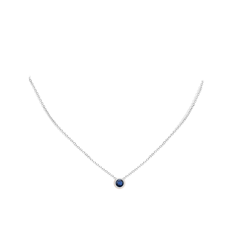 5mm AA Bezel-Set Round Blue Sapphire Solitaire Pendant in White Gold pen