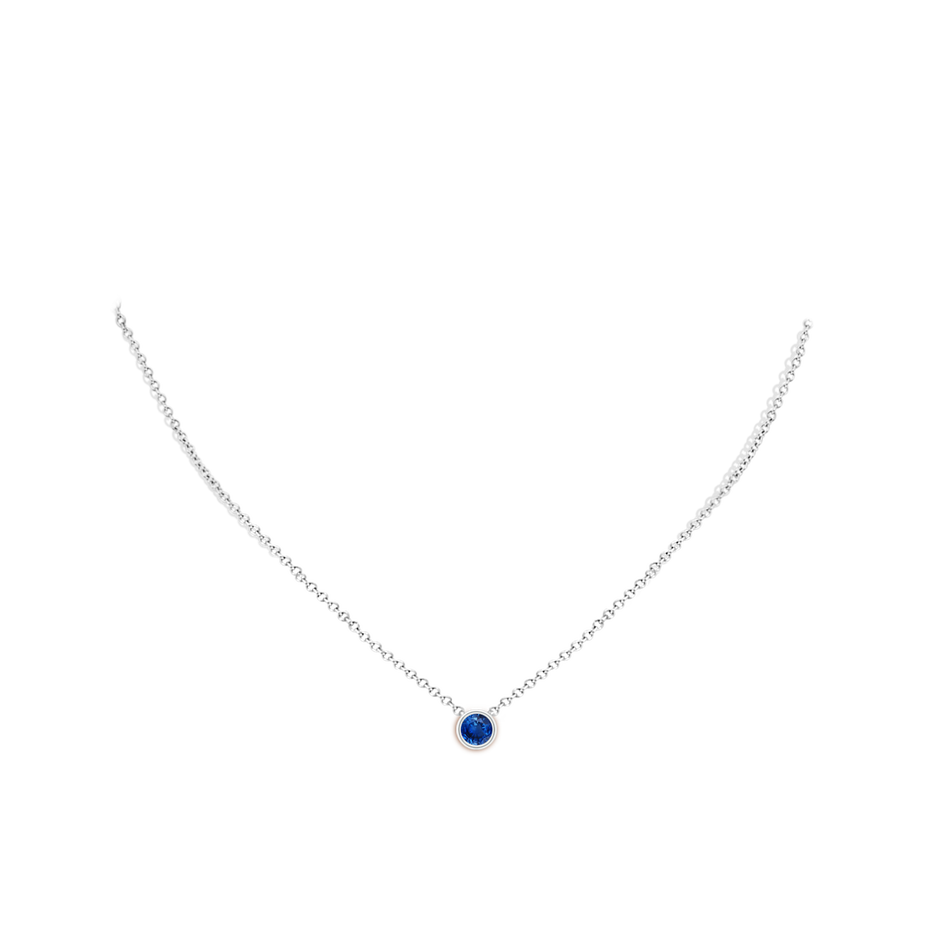 5mm AAA Bezel-Set Round Blue Sapphire Solitaire Pendant in White Gold pen