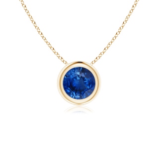5mm AAA Bezel-Set Round Blue Sapphire Solitaire Pendant in Yellow Gold