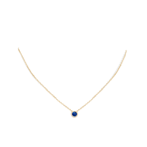 5mm AAA Bezel-Set Round Blue Sapphire Solitaire Pendant in Yellow Gold
