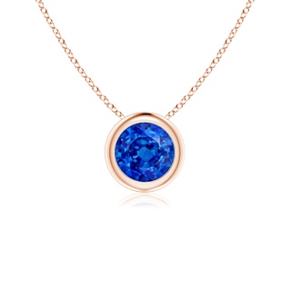 5mm AAAA Bezel-Set Round Blue Sapphire Solitaire Pendant in Rose Gold