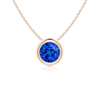 5mm Lab-Grown Bezel-Set Round Blue Sapphire Solitaire Pendant in Rose Gold