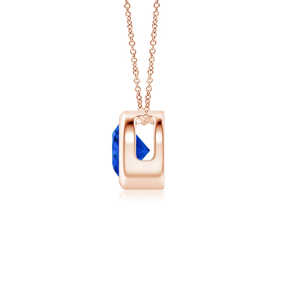 5mm AAAA Bezel-Set Round Blue Sapphire Solitaire Pendant in Rose Gold side 199