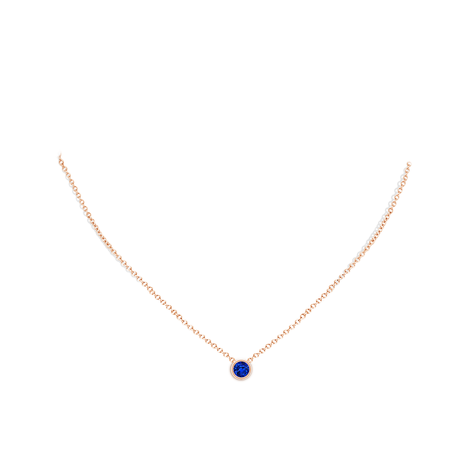 5mm AAAA Bezel-Set Round Blue Sapphire Solitaire Pendant in Rose Gold pen