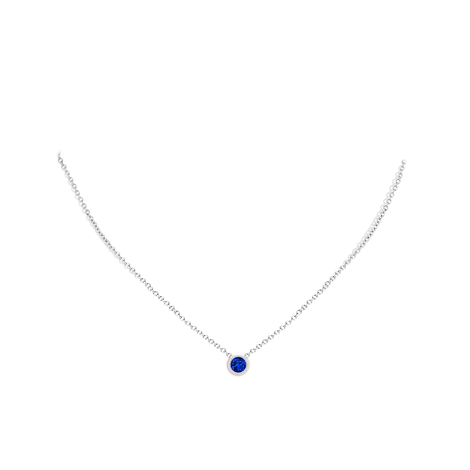5mm AAAA Bezel-Set Round Blue Sapphire Solitaire Pendant in White Gold pen