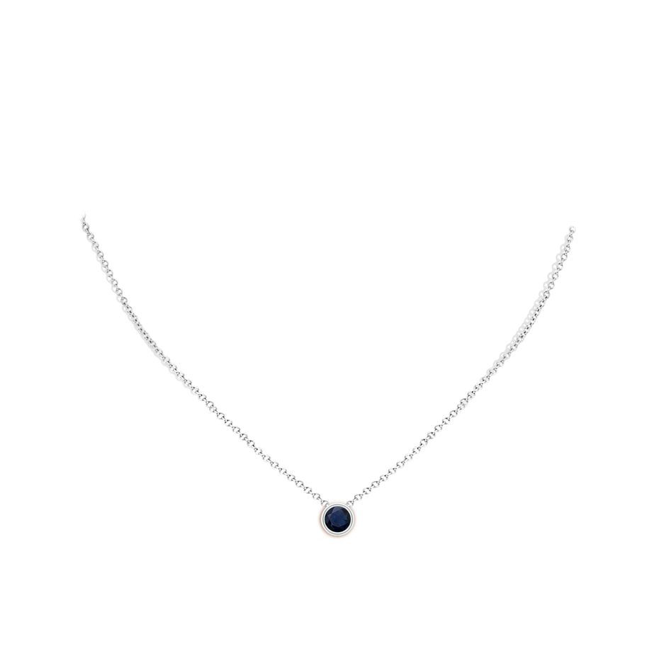6mm A Bezel-Set Round Blue Sapphire Solitaire Pendant in P950 Platinum pen