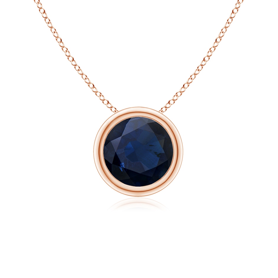 6mm A Bezel-Set Round Blue Sapphire Solitaire Pendant in Rose Gold 