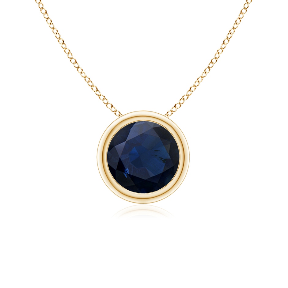 6mm A Bezel-Set Round Blue Sapphire Solitaire Pendant in Yellow Gold 