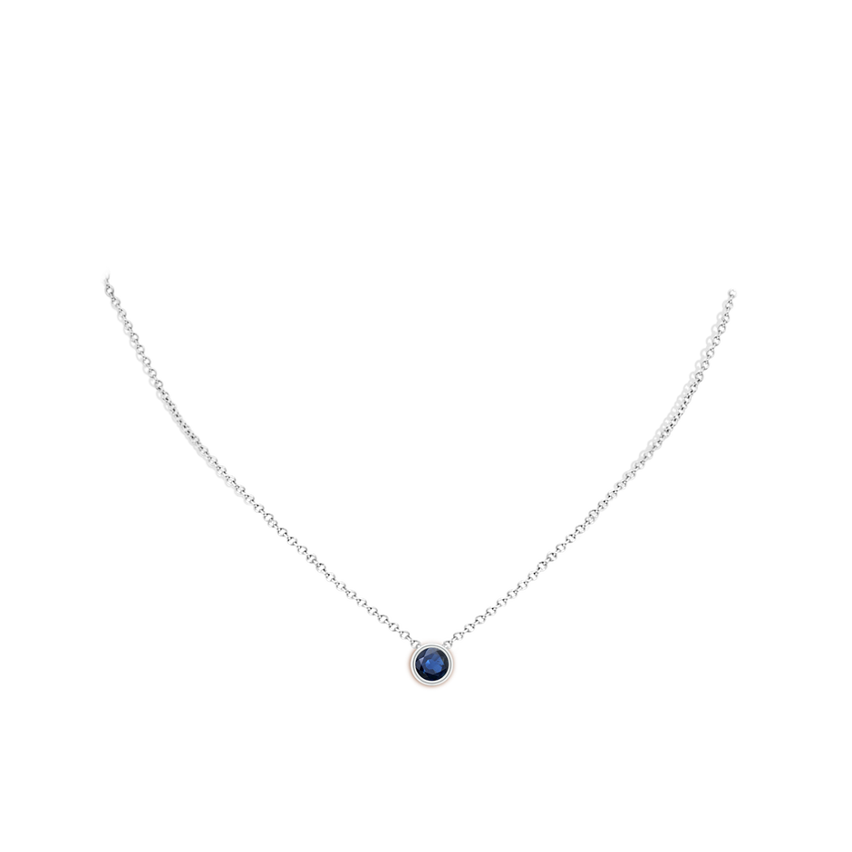 6mm AA Bezel-Set Round Blue Sapphire Solitaire Pendant in White Gold pen