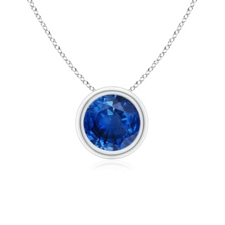 6mm AAA Bezel-Set Round Blue Sapphire Solitaire Pendant in P950 Platinum