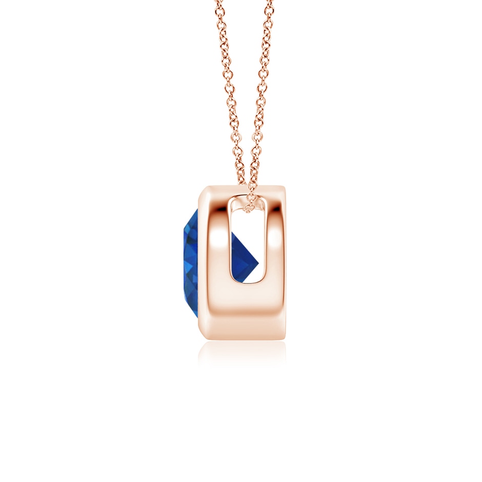 6mm AAA Bezel-Set Round Blue Sapphire Solitaire Pendant in Rose Gold side 199