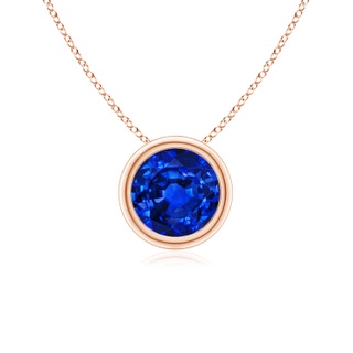 6mm AAAA Bezel-Set Round Blue Sapphire Solitaire Pendant in 9K Rose Gold