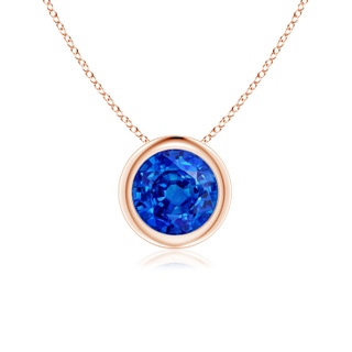 6mm AAAA Bezel-Set Round Blue Sapphire Solitaire Pendant in Rose Gold