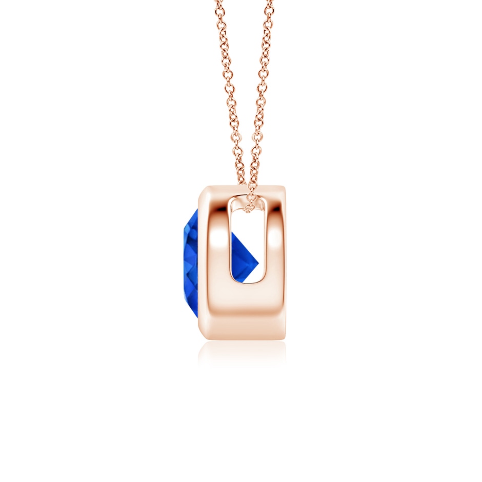 6mm AAAA Bezel-Set Round Blue Sapphire Solitaire Pendant in Rose Gold side 199