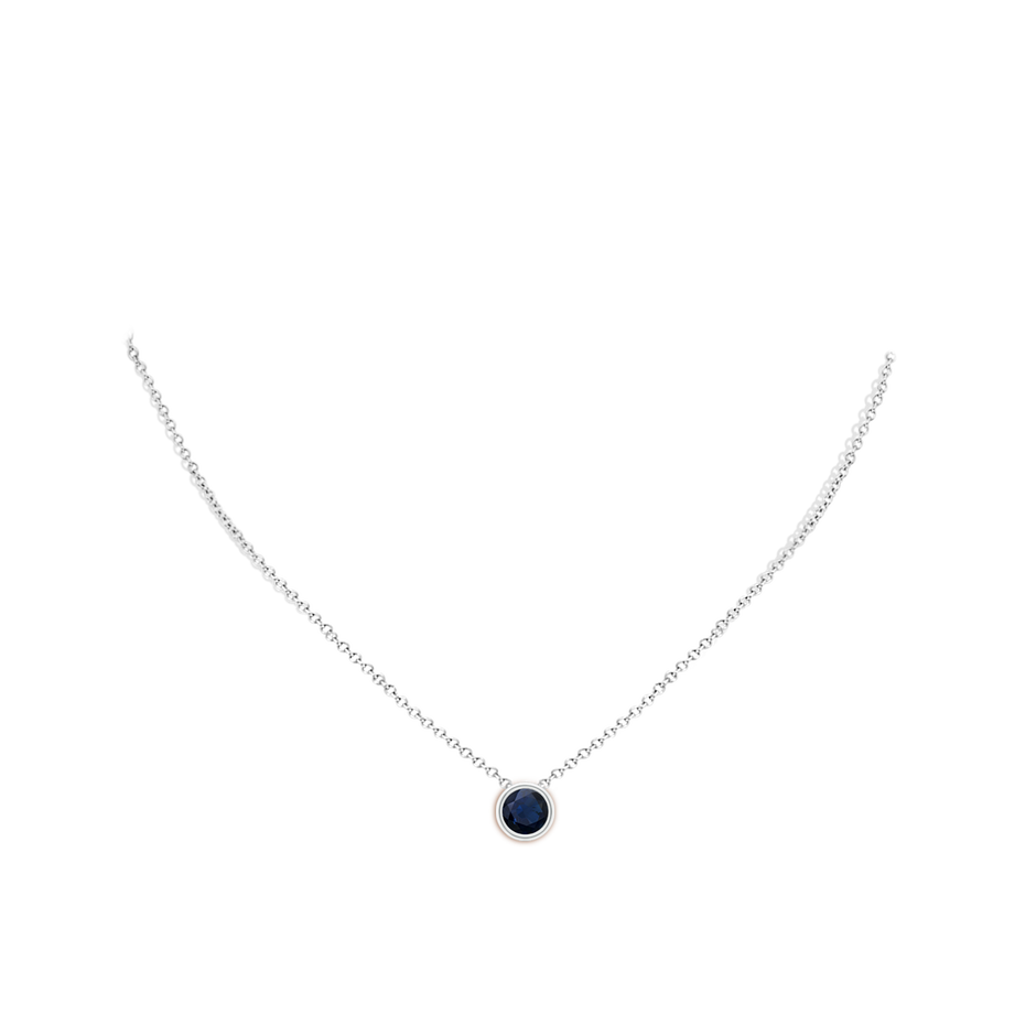 7mm A Bezel-Set Round Blue Sapphire Solitaire Pendant in P950 Platinum pen
