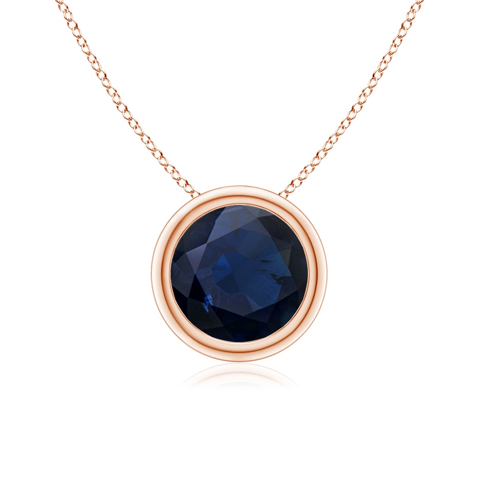7mm A Bezel-Set Round Blue Sapphire Solitaire Pendant in Rose Gold 