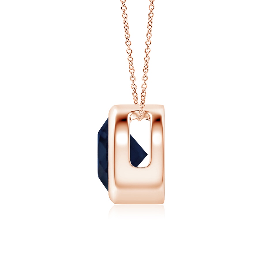 7mm A Bezel-Set Round Blue Sapphire Solitaire Pendant in Rose Gold side 199