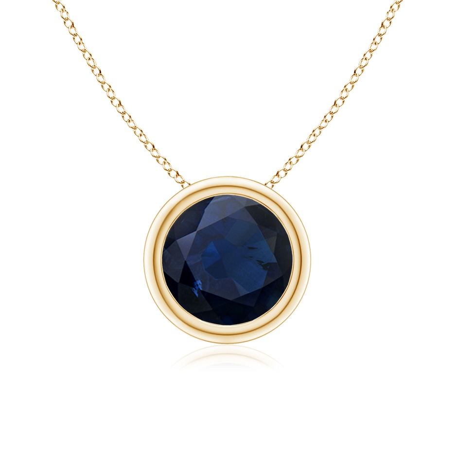 7mm A Bezel-Set Round Blue Sapphire Solitaire Pendant in Yellow Gold 