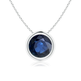 7mm AA Bezel-Set Round Blue Sapphire Solitaire Pendant in P950 Platinum