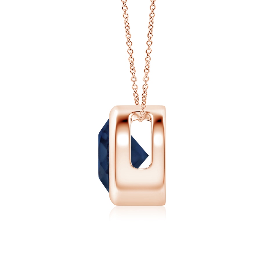 7mm AA Bezel-Set Round Blue Sapphire Solitaire Pendant in Rose Gold side 199