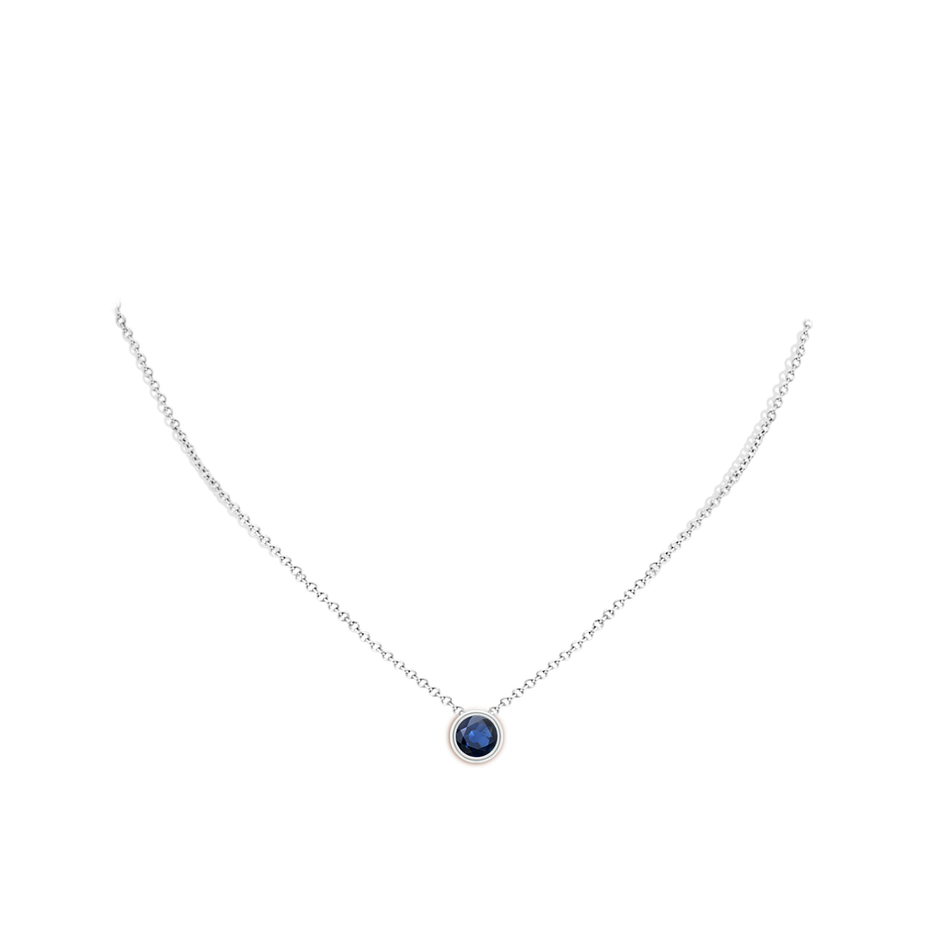 7mm AA Bezel-Set Round Blue Sapphire Solitaire Pendant in White Gold pen