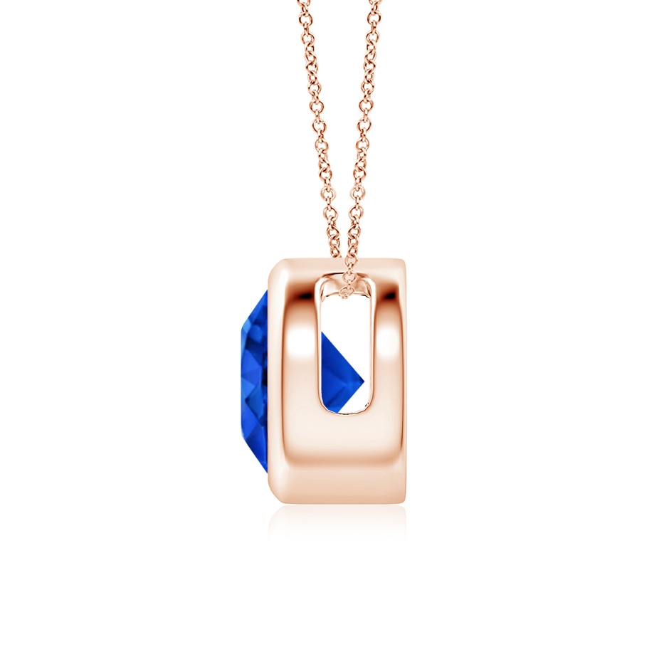 7mm AAAA Bezel-Set Round Blue Sapphire Solitaire Pendant in Rose Gold side 199