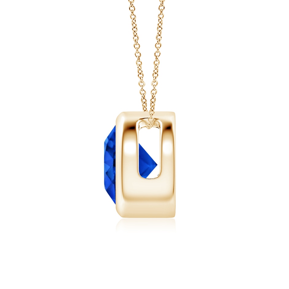7mm AAAA Bezel-Set Round Blue Sapphire Solitaire Pendant in Yellow Gold side 199