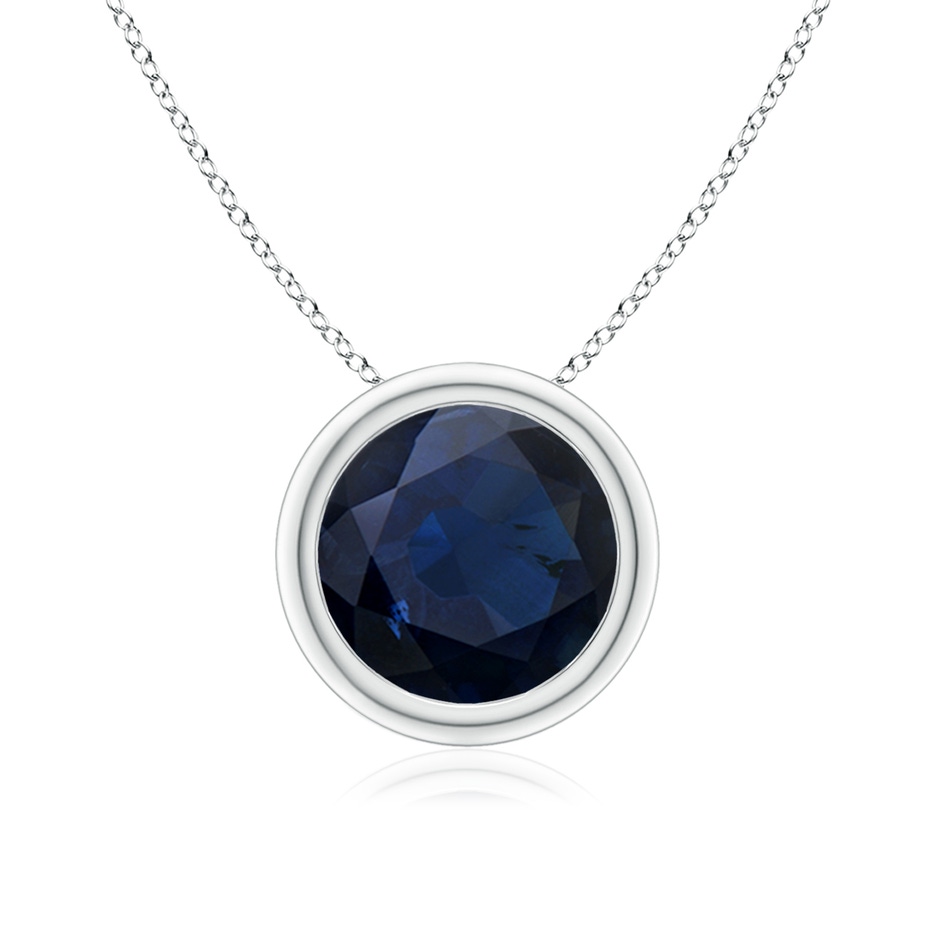 8mm A Bezel-Set Round Blue Sapphire Solitaire Pendant in P950 Platinum 