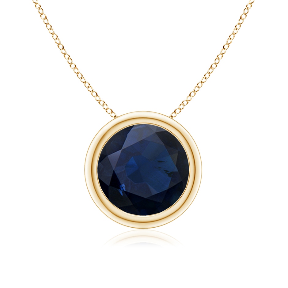 8mm A Bezel-Set Round Blue Sapphire Solitaire Pendant in Yellow Gold 