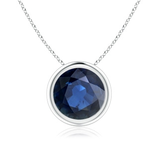 8mm AA Bezel-Set Round Blue Sapphire Solitaire Pendant in P950 Platinum