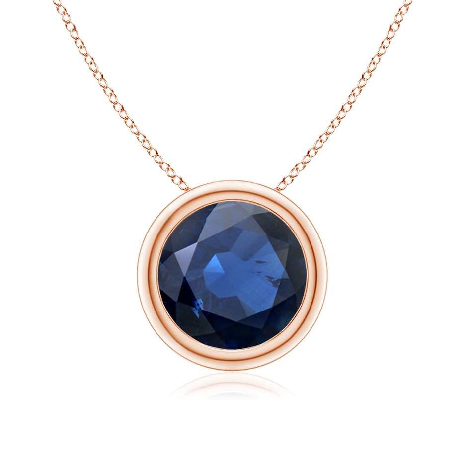 8mm AA Bezel-Set Round Blue Sapphire Solitaire Pendant in Rose Gold 