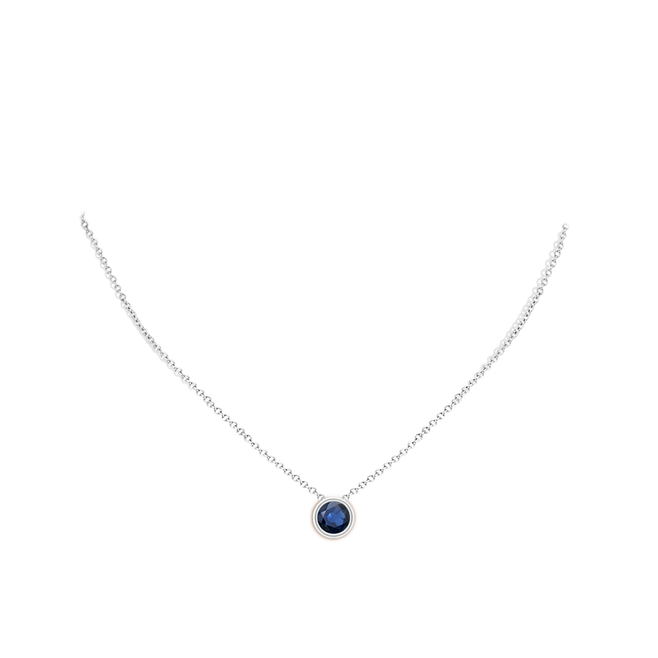 8mm AA Bezel-Set Round Blue Sapphire Solitaire Pendant in White Gold pen