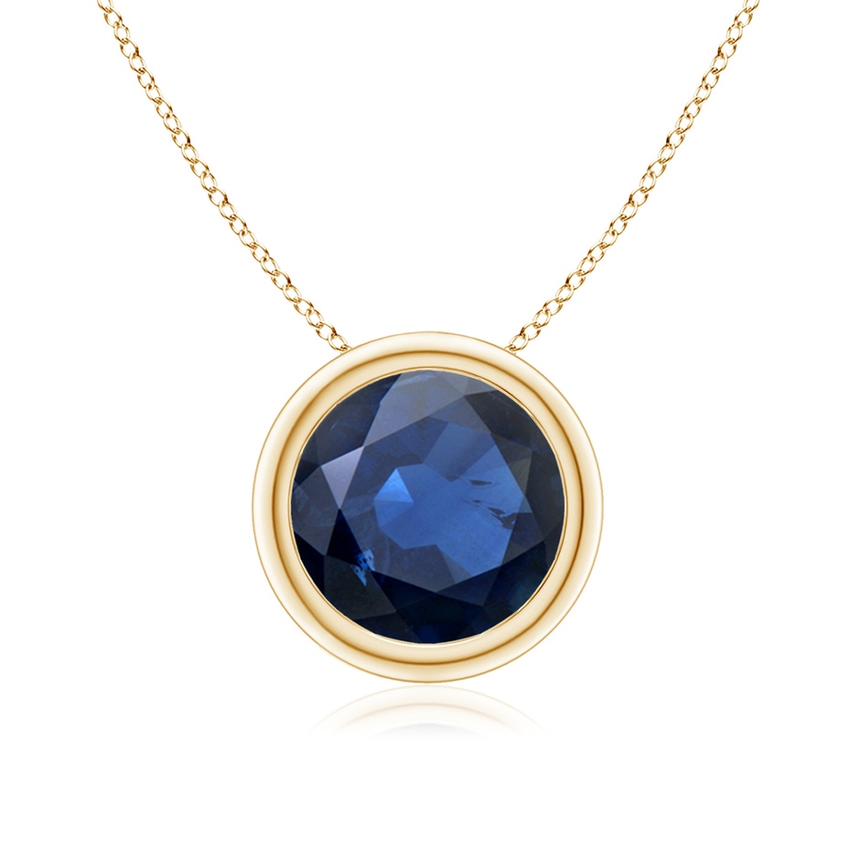 8mm AA Bezel-Set Round Blue Sapphire Solitaire Pendant in Yellow Gold 