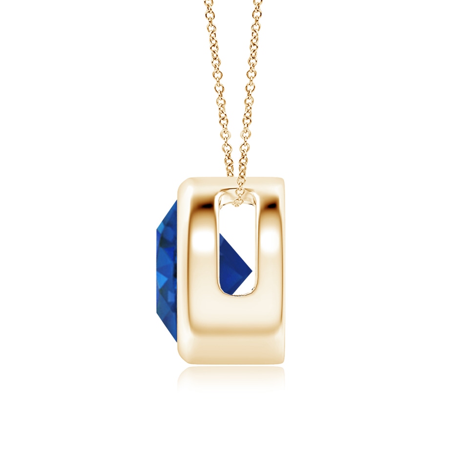 8mm AAA Bezel-Set Round Blue Sapphire Solitaire Pendant in 18K Yellow Gold side 199