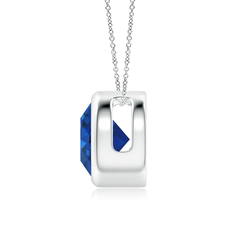 8mm AAA Bezel-Set Round Blue Sapphire Solitaire Pendant in P950 Platinum side 199