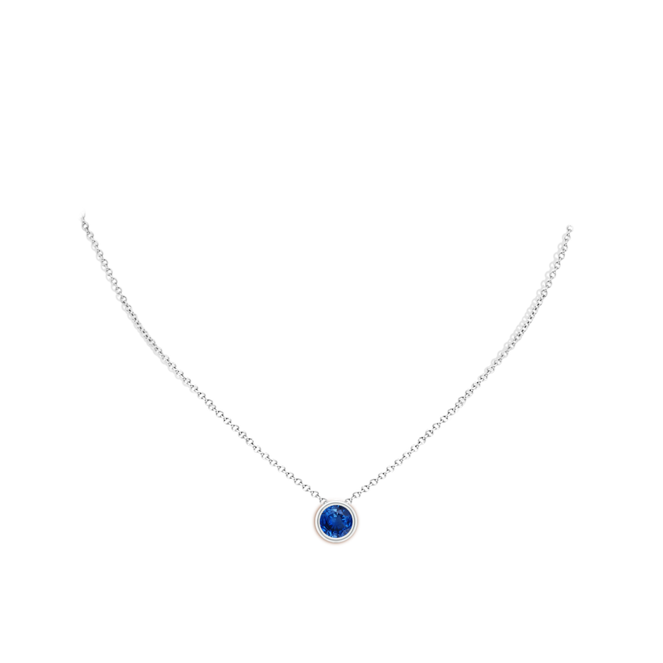 8mm AAA Bezel-Set Round Blue Sapphire Solitaire Pendant in P950 Platinum pen
