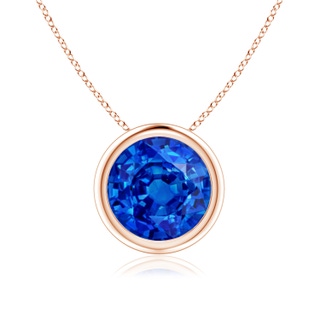 8mm Lab-Grown Bezel-Set Round Blue Sapphire Solitaire Pendant in 10K Rose Gold