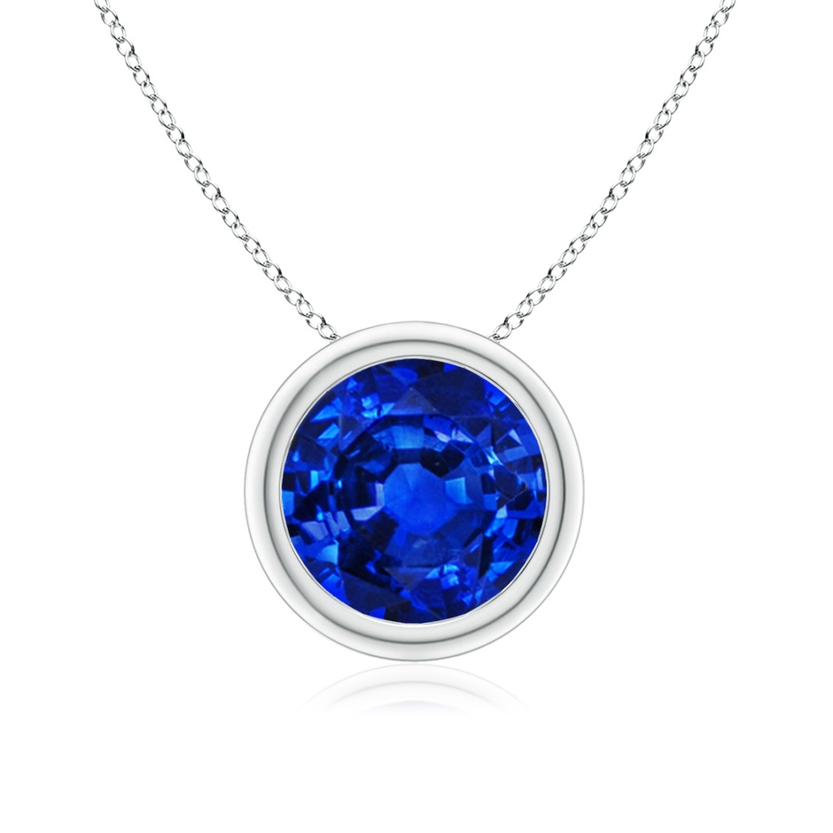 8mm AAAA Bezel-Set Round Blue Sapphire Solitaire Pendant in P950 Platinum 