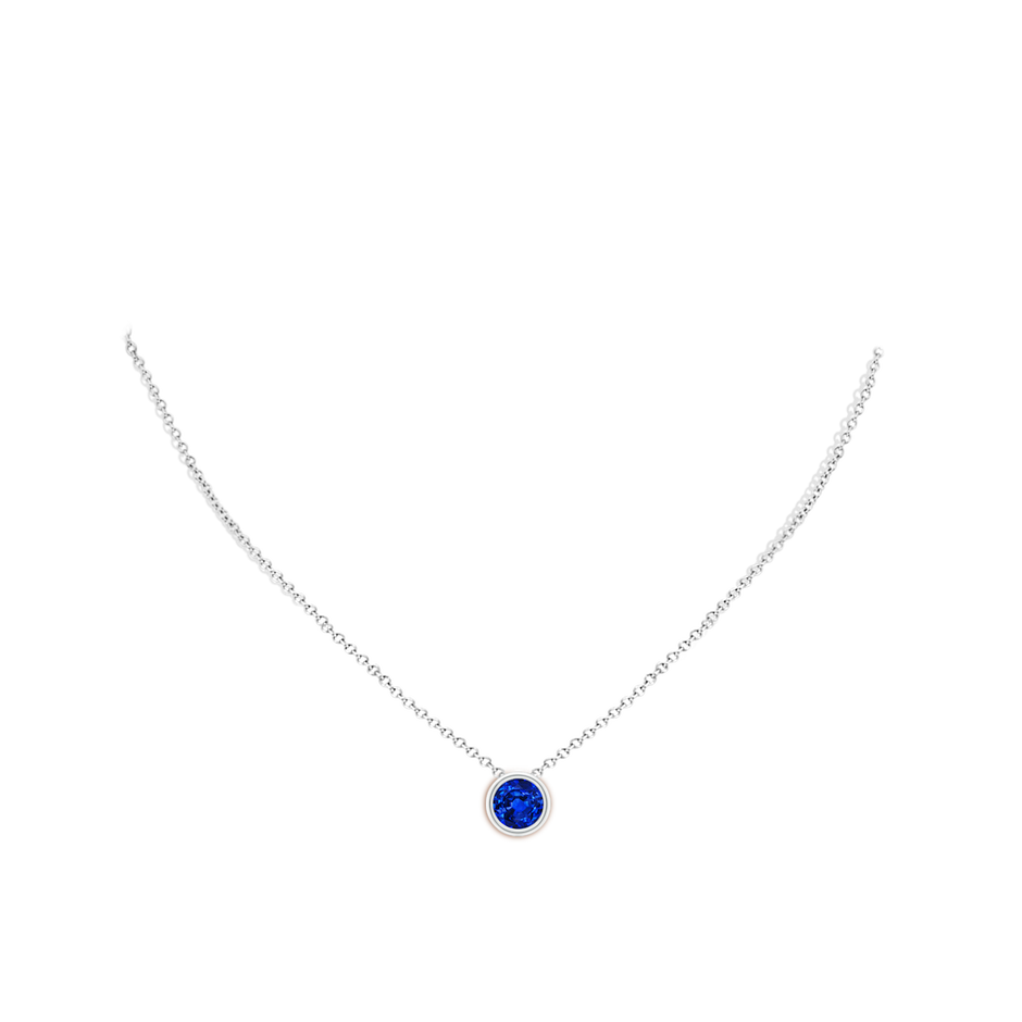 8mm AAAA Bezel-Set Round Blue Sapphire Solitaire Pendant in P950 Platinum pen