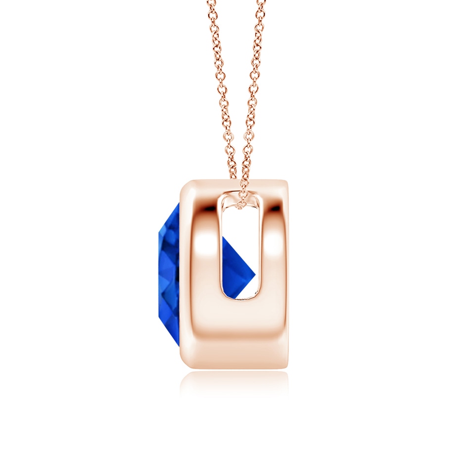8mm AAAA Bezel-Set Round Blue Sapphire Solitaire Pendant in Rose Gold side 199