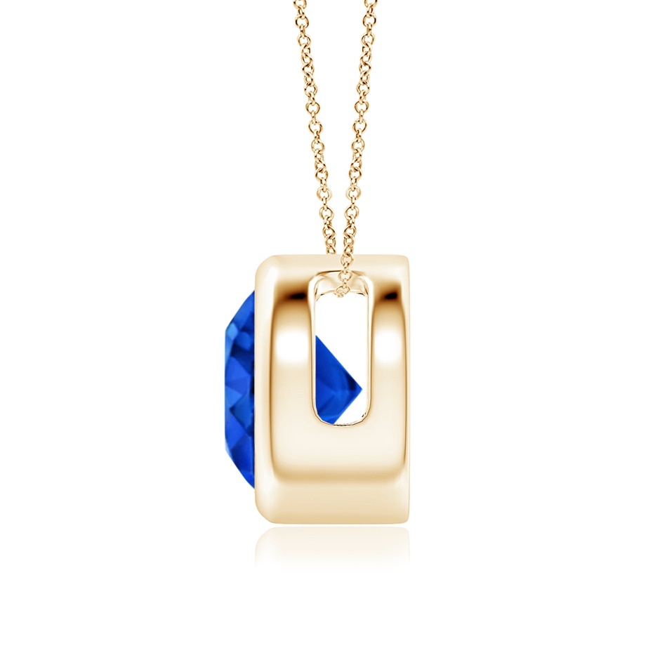 8mm Lab-Grown Bezel-Set Round Blue Sapphire Solitaire Pendant in Yellow Gold side 199